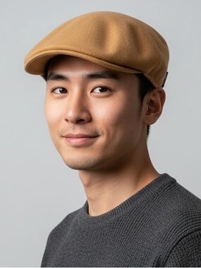 Borsolino Cashmere Parigi Duckbill Flat Cap in Camel Mens 7 1/4 or 59